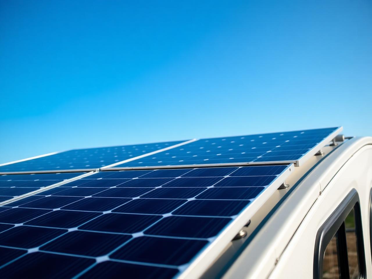 Solar panels mounted on RV roof